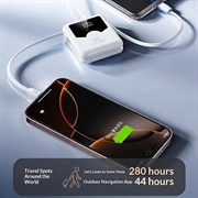 YM-1422 Mini power bank da 20000mAh - Cavi USB-C e Lightning - Bianco