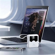 YM-1422 Mini power bank da 20000mAh - Cavi USB-C e Lightning - Bianco