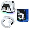 YZC-523 Base di ricarica doppia per controller PS5/PS5 Edge - Base RGB, display OLED - Bianco