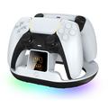 YZC-523 Base di ricarica doppia per controller PS5/PS5 Edge - Base RGB, display OLED - Bianco