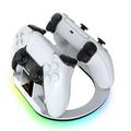 YZC-523 Base di ricarica doppia per controller PS5/PS5 Edge - Base RGB, display OLED - Bianco