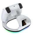 YZC-523 Base di ricarica doppia per controller PS5/PS5 Edge - Base RGB, display OLED - Bianco