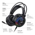 Cuffie da gioco RGB con cavo Yesido EK06 - Nero