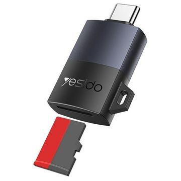 Yesido GS37 Lettore di schede TF USB-C con cordino - Adattatore OTG Plug-and-Play da 480 Mbps