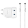 Yesido YC109 Caricabatterie doppio USB-C PD da 45W con cavo USB-C - Bianco