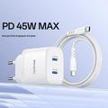 Yesido YC109 Caricabatterie doppio USB-C PD da 45W con cavo USB-C - Bianco