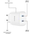 Yesido YC109 Caricabatterie doppio USB-C PD da 45W con cavo USB-C - Bianco