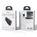 Caricabatterie rapido Yesido YC112 da 20W a doppia porta - USB-C/USB-A - Nero