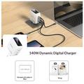 Caricabatterie Yesido YC114 da 140W con tecnologia GaN - 2x USB-C, USB-A, display TFT - Bianco