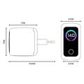 Caricabatterie Yesido YC114 da 140W con tecnologia GaN - 2x USB-C, USB-A, display TFT - Bianco
