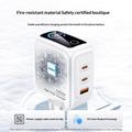 Caricabatterie Yesido YC114 da 140W con tecnologia GaN - 2x USB-C, USB-A, display TFT - Bianco