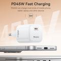 Caricabatterie Yesido YC116 da 45W con tecnologia GaN e cavo USB-C - Bianco