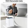 Caricabatterie rapido Yesido YC123 da 70W con tecnologia GaN - Display TFT, 2x USB-C, USB-A, cavo USB-C da 70cm - Bianco