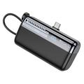 Power bank Yesido YP99 da 10000mAh con cavo USB-C-Lightning integrato - Nero