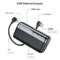 Power bank Yesido YP99 da 10000mAh con cavo USB-C-Lightning integrato - Nero