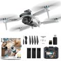Drone intelligente Z105 con doppia fotocamera, controller con display da 4.3" e 3 batterie - Grigio