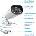 Telecamera di sicurezza aggiuntiva ZOSI da 5MP con alimentazione PoE, audio, luce e sirena - Bianca