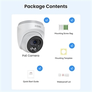 ZOSI C220: telecamera di sicurezza PoE da esterno da 4MP con rilevamento di persone tramite IA - Bianca