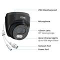 ZOSI C220 - Telecamera di sicurezza PoE da esterno da 4MP con rilevamento di persone tramite IA
