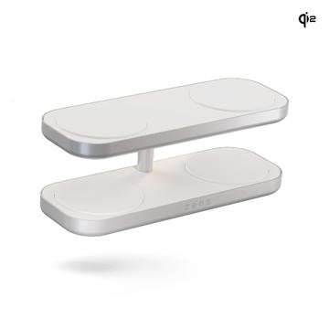 Zens Aluminium Quattro Wireless Charger Pro 4 con adattatore di alimentazione da 65W - Compatibile con MagSafe, Qi2 - Bianco