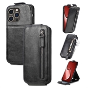 Custodia a vibrazione verticale iPhone 16 Pro con tasca con cerniera - Nera