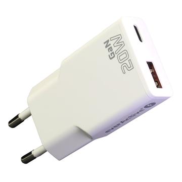 everActive SC-340Q Caricabatterie GaN Super Slim 20W con porte USB QC3.0 e USB-C PD - Bianco