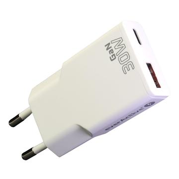 everActive SC-380Q Caricabatterie GaN Super Slim 30W con porte USB QC3.0 e USB-C PD - Bianco