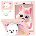 Custodia ibrida con base di appoggio per iPad 10.2 2019/2020/2021 Gatto carino - Rosa