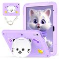 Custodia ibrida con base di appoggio per iPad 2022/2025 Gatto carino - viola chiaro