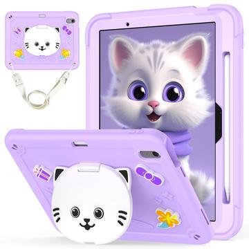 Custodia ibrida con base di appoggio per iPad Air 11 2024/2025 Gatto carino - viola chiaro