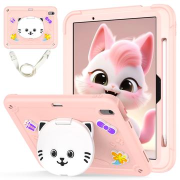 Custodia ibrida con base di appoggio per iPad Air 11 2024/2025 Gatto carino - Rosa