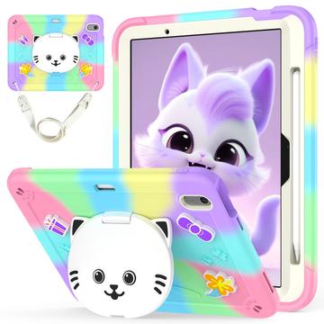Custodia ibrida con base di appoggio per iPad Air 11 2024/2025 Gatto carino - Viola / Colorato