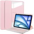 Custodia intelligente per iPad Air 11 2024/2025 con rotazione a 360 gradi e tastiera Bluetooth - Rosa