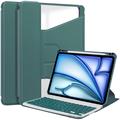Smart Case rotante a 360 gradi per iPad Air 13 2024/2025 con tastiera Bluetooth - Verde nerastro