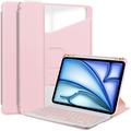 Custodia intelligente per iPad Air 13 2024/2025/2026 con rotazione a 360 gradi e tastiera Bluetooth - Rosa