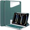 Smart Case rotante a 360 gradi per iPad Pro 11 2024/2025 con tastiera Bluetooth - Verde nerastro