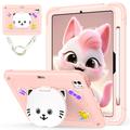 Custodia ibrida con base di appoggio per iPad Pro 11 2024/2025 Gatto carino - Rosa