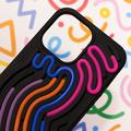 Custodia in silicone DIY per iPhone 11 con stringhe colorate - Nera