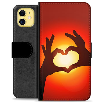 iPhone 11 Custodia Portafoglio - Siluetta del Cuore