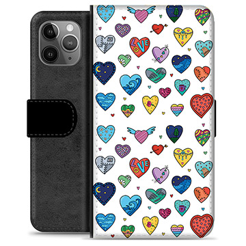 Custodia a Portafoglio Premium per iPhone 11 Pro Max - Cuori