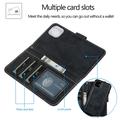Custodia a portafoglio 2 in 1 in stile vintage per iPhone 11 con coperchio rimovibile - Nero