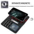 Custodia a portafoglio 2 in 1 in stile vintage per iPhone 11 con coperchio rimovibile - Nero