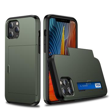 iPhone 12/12 Pro Hybrid Case with Sliding Card Slot - Verde Militare