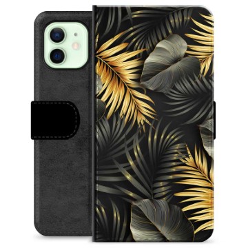 Custodia a Portafoglio Premium per iPhone 12 - Foglie d\'Oro