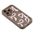 Custodia elegante in TPU antiurto per iPhone 12 Pro con bordi rialzati - Marrone / Grande fiocco