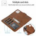 Custodia a portafoglio 2 in 1 in stile vintage per iPhone 12 con coperchio rimovibile - Marrone