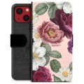 Custodia a Portafoglio Mini Premium per iPhone 13 - Fiori Romantici