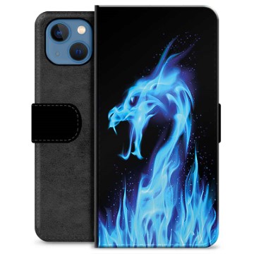 Custodia a Portafoglio Premium per iPhone 13 - Drago di Fuoco Blu