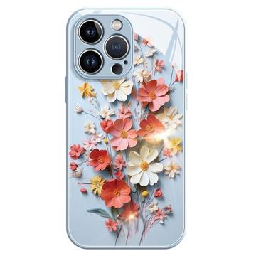 Custodia ibrida per iPhone 13 Pro Max con bouquet di fiori - Blu