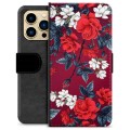 Custodia a Portafoglio Premium per iPhone 13 Pro Max - Fiori Vintage